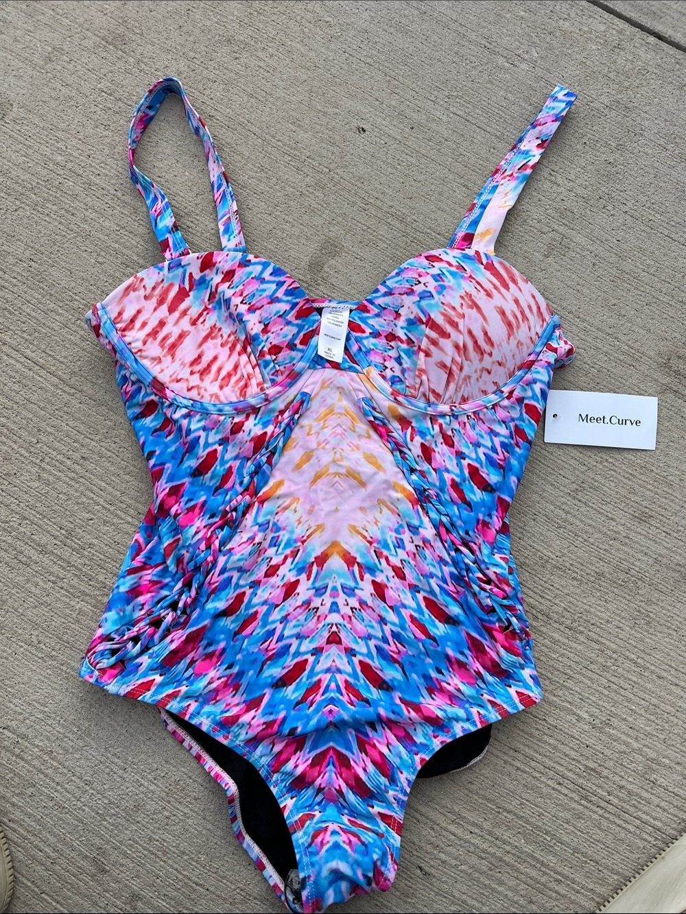 Woman’s XL Multicolor One-Piece Swim Suit - Blue/Pink NWT